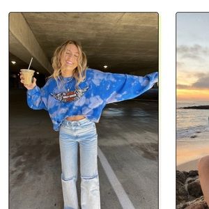 Blue Tie-Dye Crewneck Sweatshirt - Casual Pullover